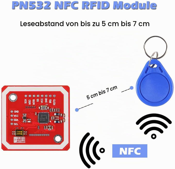 ALMOCN PN532 NFC NXP RFID-Modul V3 Kit Nahfeldkommunikationslesermodul-Kit I2C SPI HSU mit S50 weiss