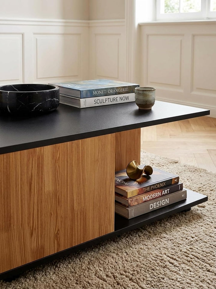 KADIMA DESIGN Couchtisch RAPIDO: 70x70x36,5 cm, 2 Schubladen, Rollen, Melaminharzbeschichtung, Weiss