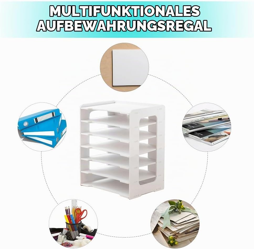 7-Tier Schreibtisch Organizer A4, Briefablage Stapelbares Dokumentenablage, A4 Papier Aktenaufbewahr