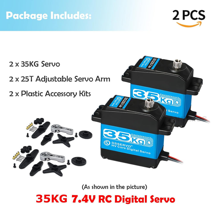 ANNIMOS 2Pack RC Servo 35KG Lenkung Servo 7.4V Digitaler Motor Edelstahl Getriebe Hochdrehmoment Was
