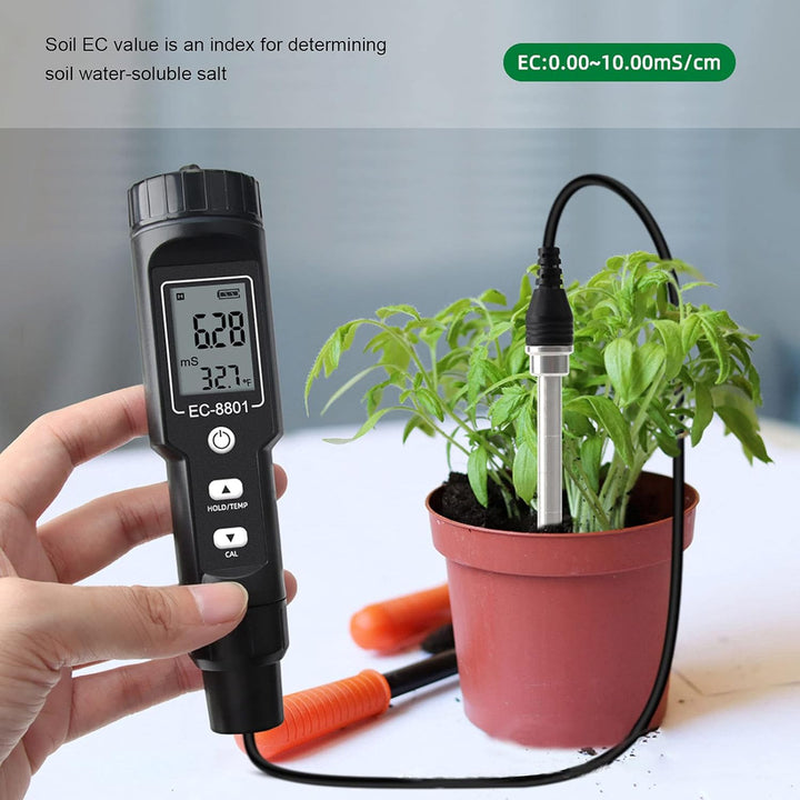 Zerodis Bodenmessgerät Bodenanalyse Set Bodentester Digital EC Bodenmessgerät, Salzdetektor mit Sond