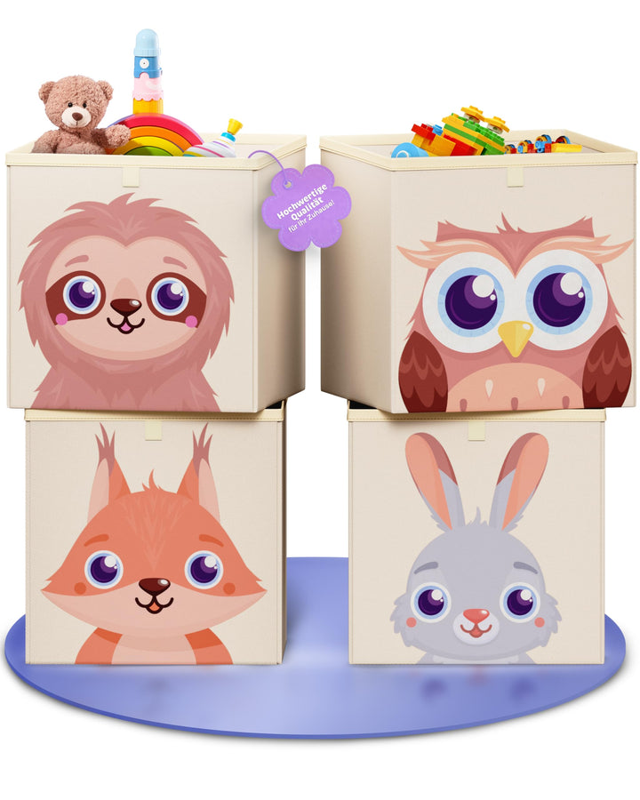Aufbewahrungsbox Kinderzimmer 4er Set – Kallax Boxen Kinder, praktische Organizer Kinderzimmer, Spie