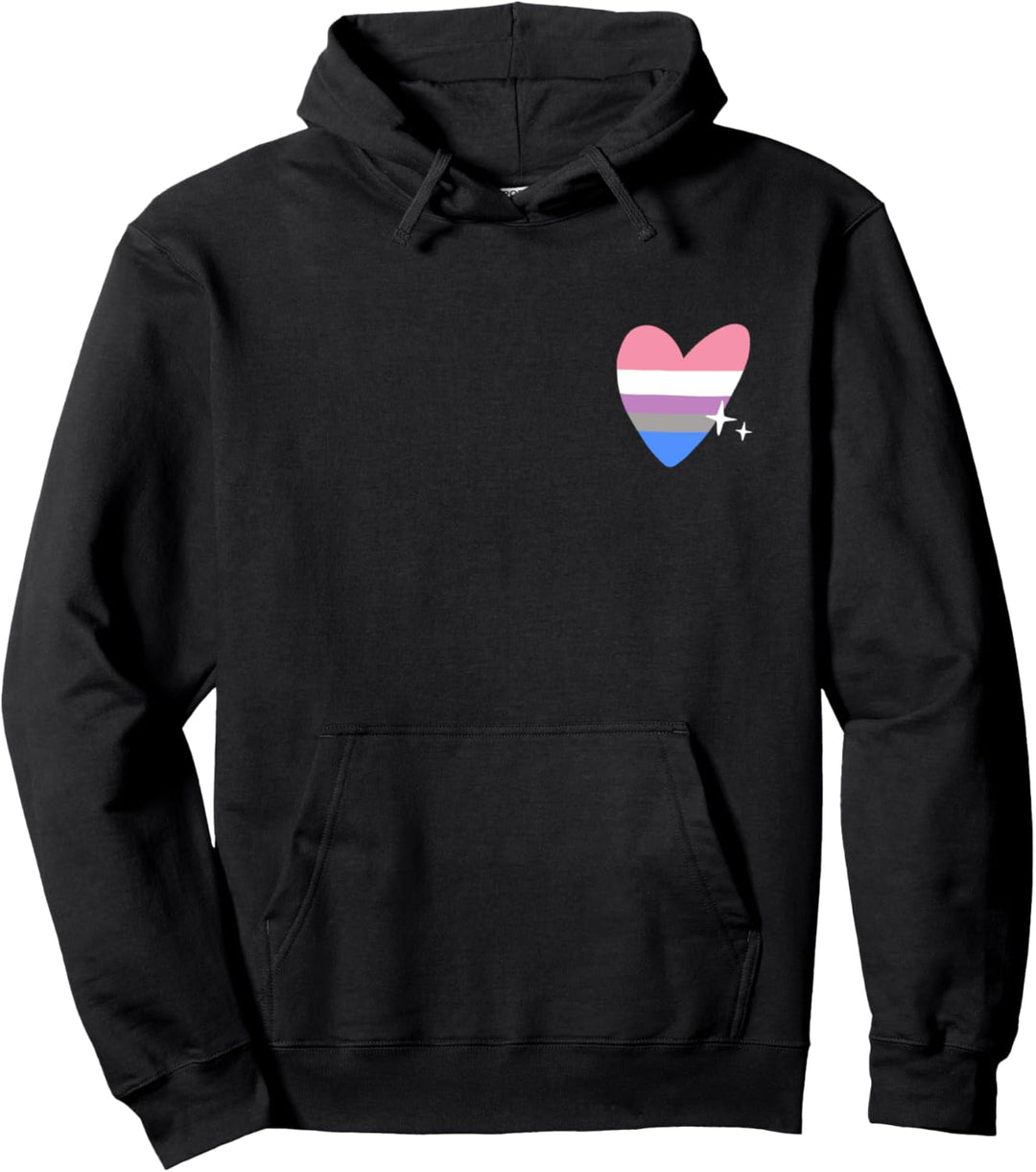 Genderfluid Heart Retro LGBTQIA Pride Flag Love Pullover Hoodie