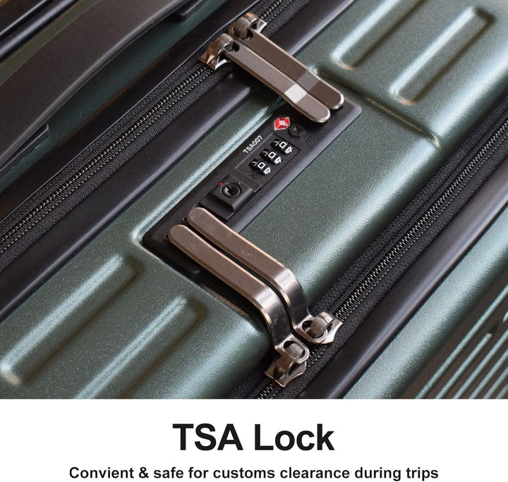 TydeCkare 20 Zoll Dunkelgrau Handgepäck Koffer mit Laptoptasche mit Frontöffnung, ABS+PC Leicht Hart