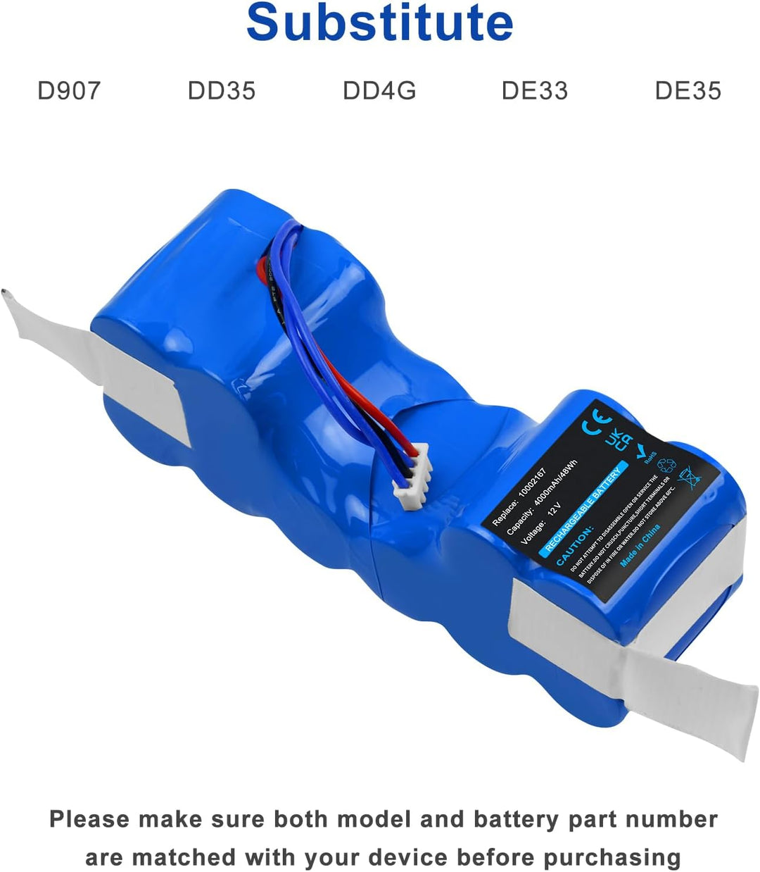 12V 4000mAh NI-MH Ersatzakku für Ecovacs Deebot 900 907 700 M88 DD33 OZMO 600 601 610 901 902 Sweepe