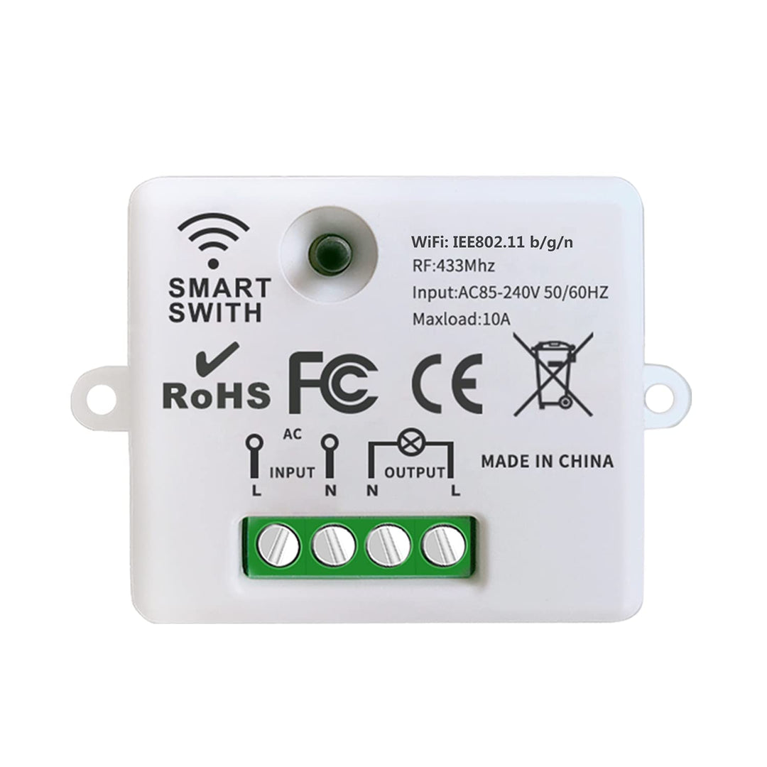 DieseRC Mini Wireless WiFi Switch, 2500W 10A RF Relay Fernbedienungsempfänger, Smart Control per Tel