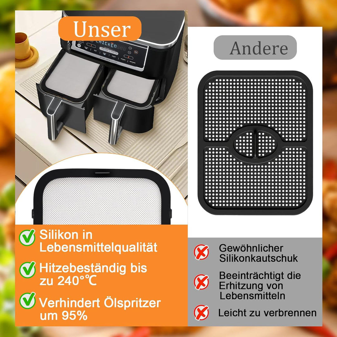 Edelstahl-Spritzschutz: 2 Stück Magnetischer Feinmaschiger Fettspritzschutz, Heissluftfritteuse Zube