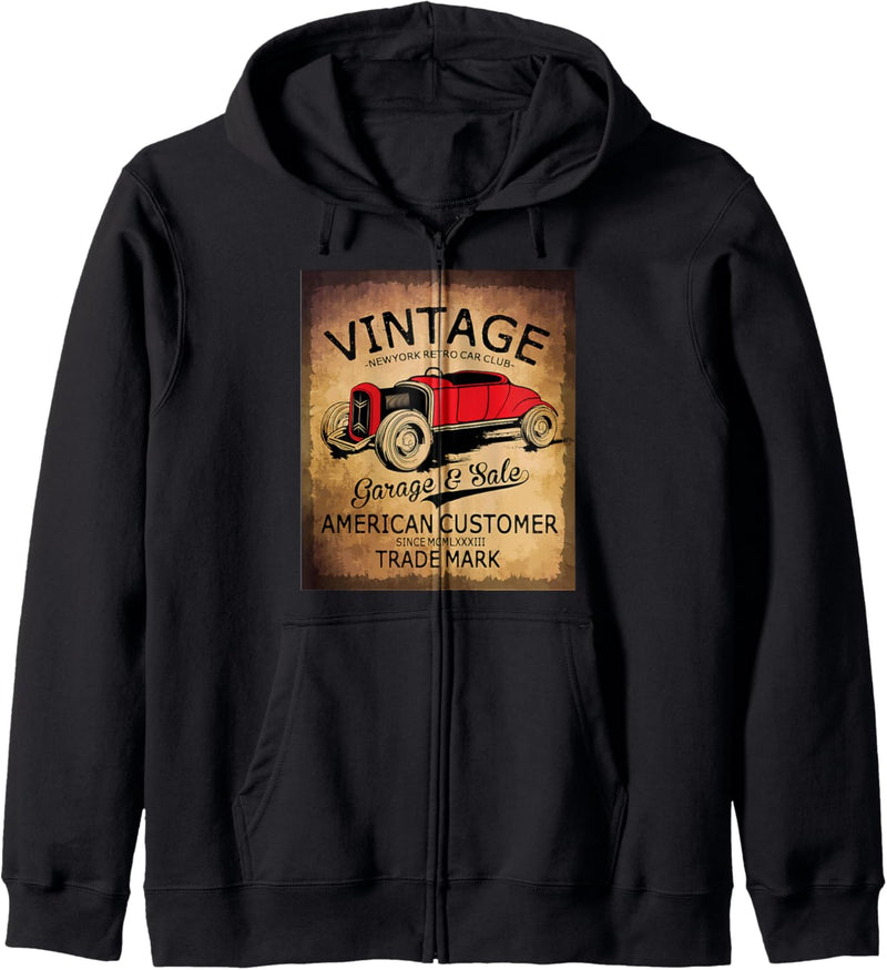 Amerika Oldtimer Classic Auto Retro Vintage Antik USA Fahne Kapuzenjacke