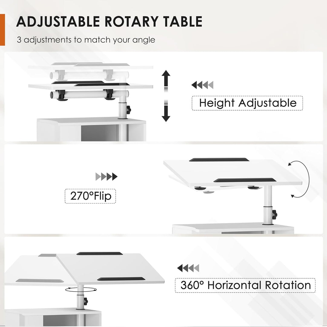 soges Betttisch Laptoptisch Sofatisch aus Holzwerkstoffen hochverstellbar mit drehbar Tischplatte ge