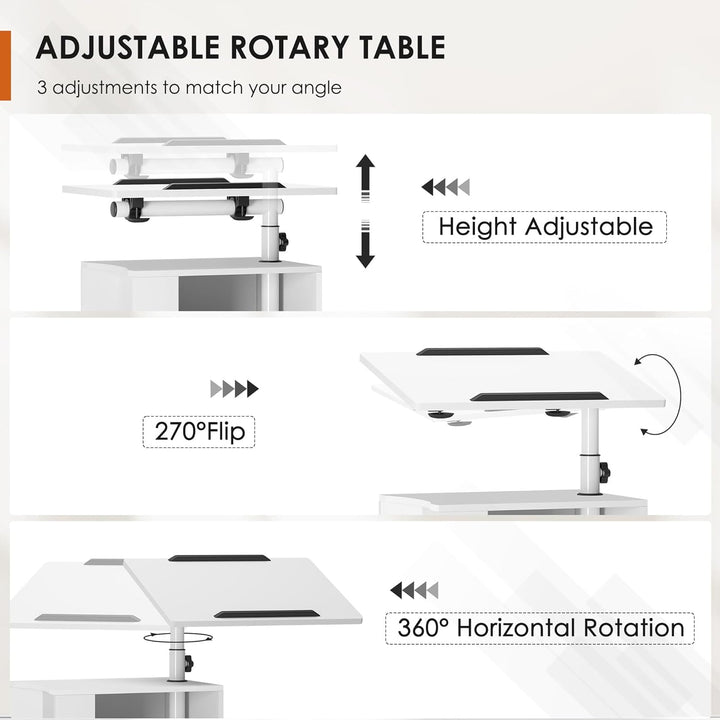 soges Betttisch Laptoptisch Sofatisch aus Holzwerkstoffen hochverstellbar mit drehbar Tischplatte ge