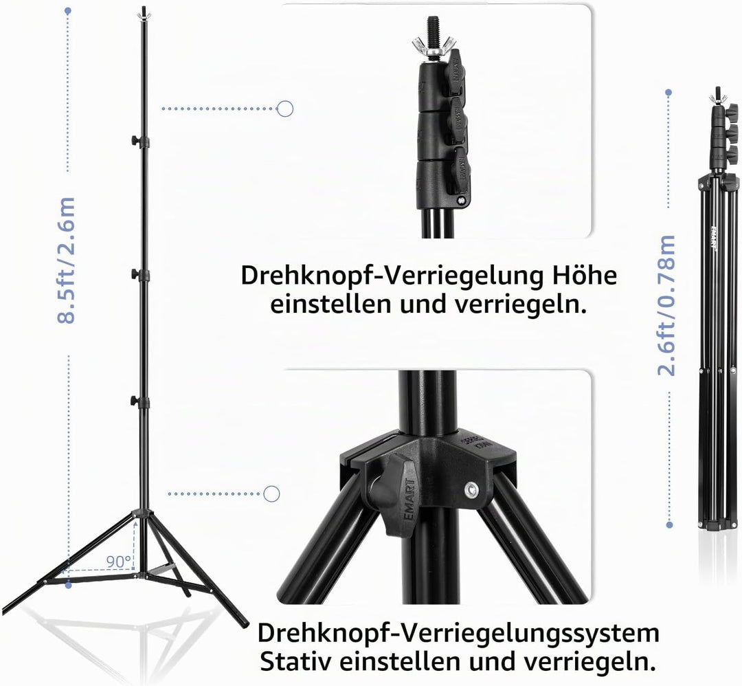 EMART Hintergrundsystem mit Stoff, Professionelles Fotostudio Set 2,6×3m Foto Hintergrund Ständer Se