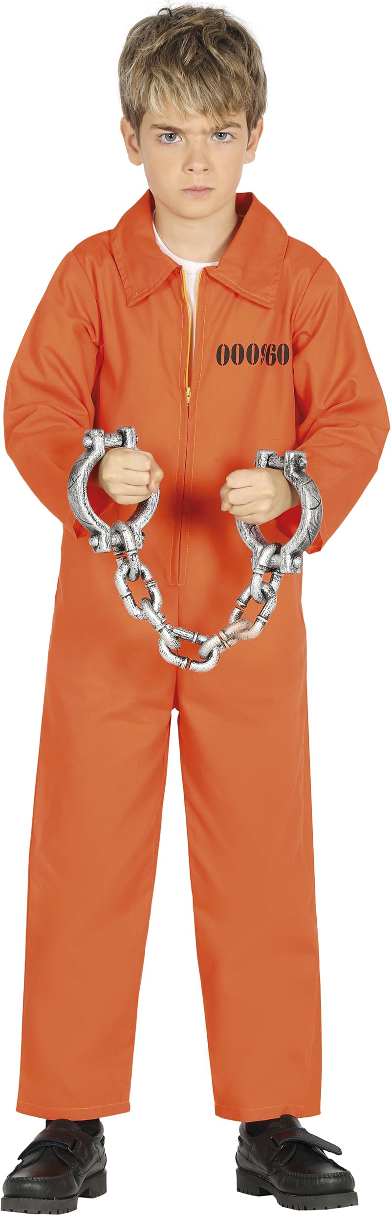 FIESTAS GUIRCA Amerikanischer Sträfling Halloween Kostüm Kinder – Orange Häftling Gefangenen Overall