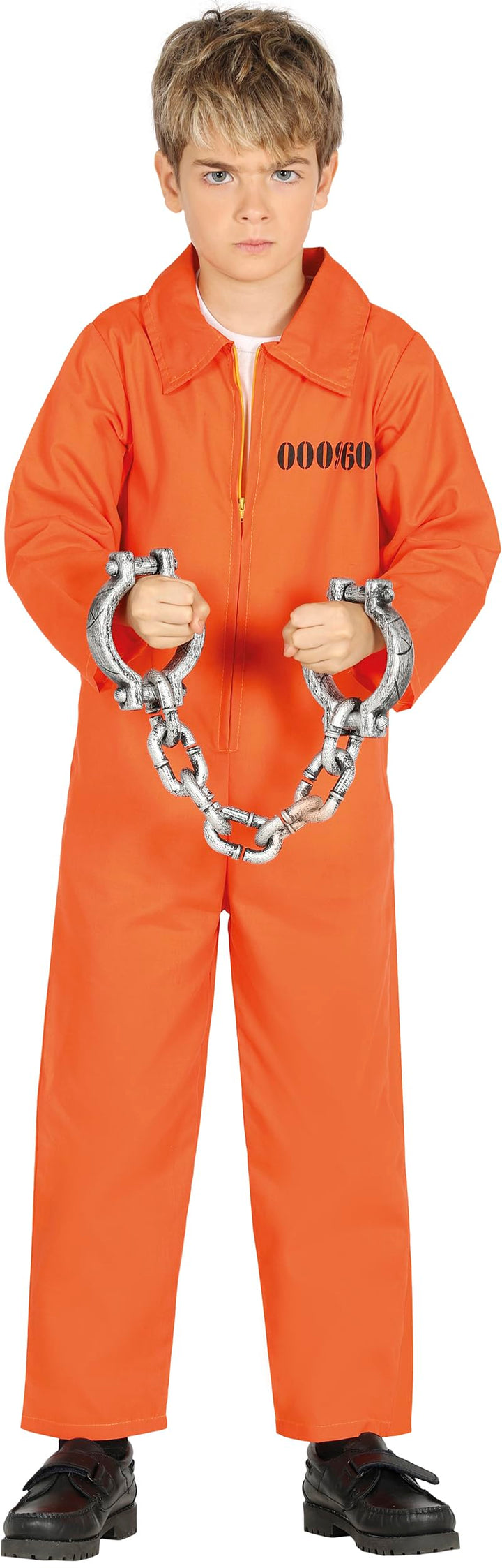 FIESTAS GUIRCA Amerikanischer Sträfling Halloween Kostüm Kinder – Orange Häftling Gefangenen Overall