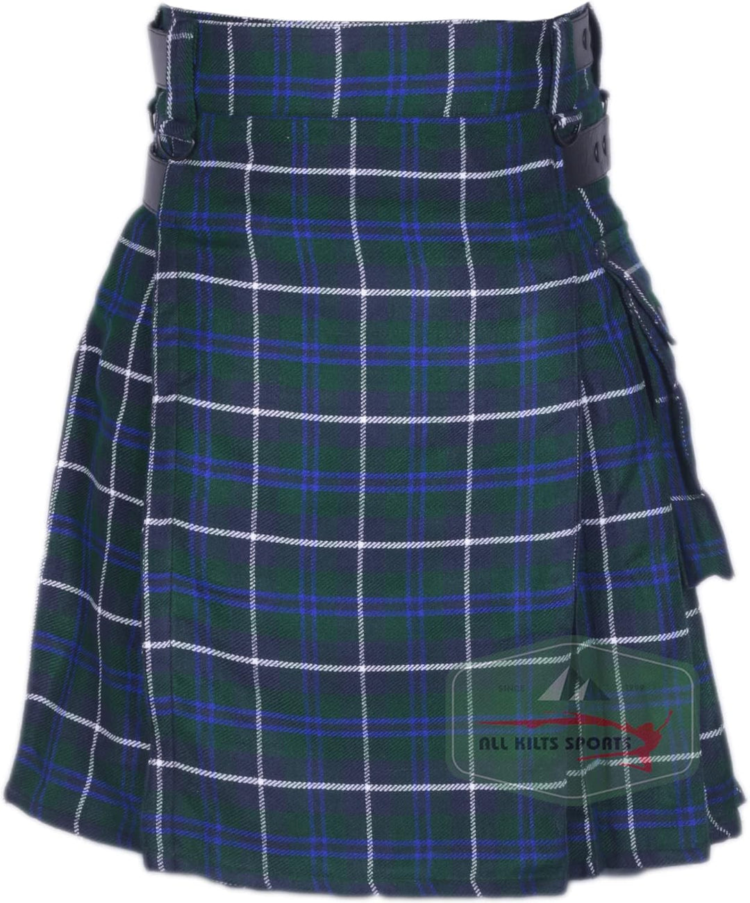 All Kilts Sports Utility-Kilt für Herren aus Acrylwolle mit Lederriemen Blue Douglas 48, Blue Dougla
