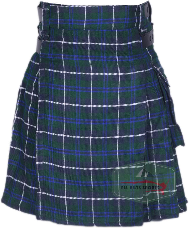 All Kilts Sports Utility-Kilt für Herren aus Acrylwolle mit Lederriemen Blue Douglas 48, Blue Dougla