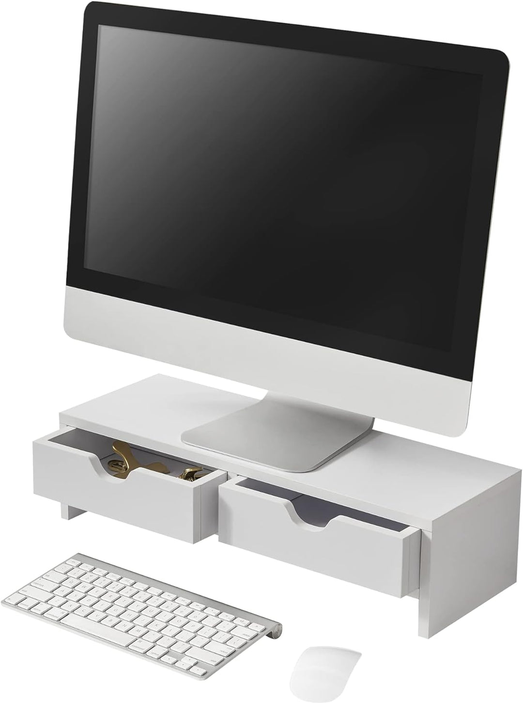 [en.casa] Monitorständer Mänttä mit 2 Schubladen Monitorerhöhung 50x18x13cm Bildschirmerhöhung für L