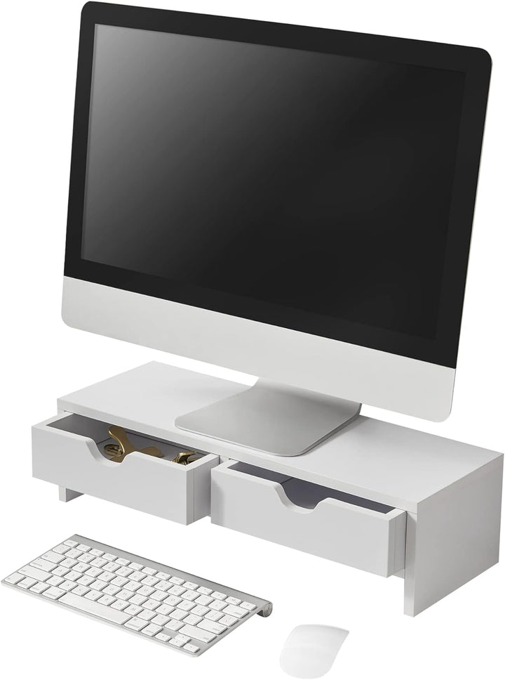 [en.casa] Monitorständer Mänttä mit 2 Schubladen Monitorerhöhung 50x18x13cm Bildschirmerhöhung für L