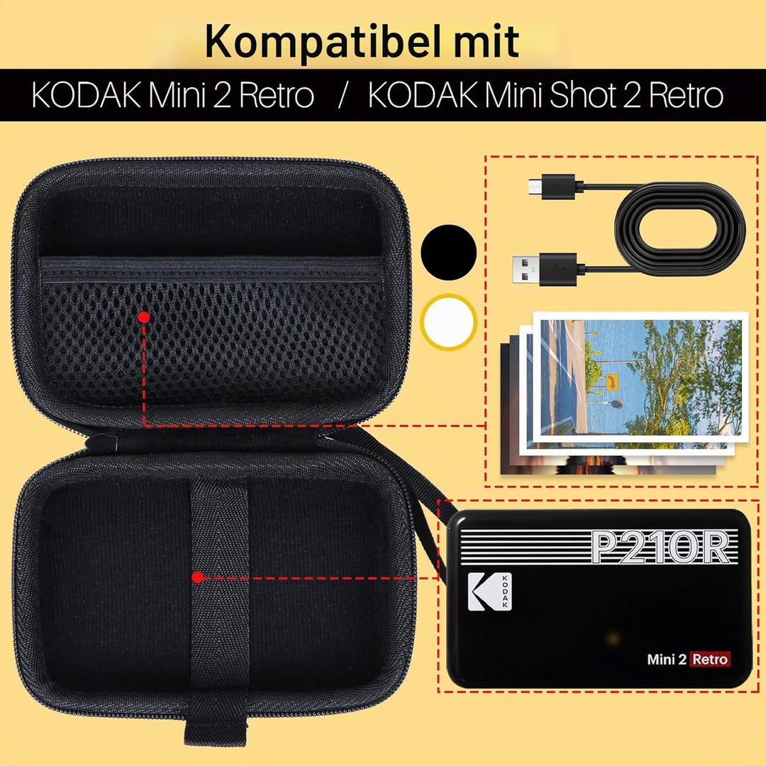 Lebakort Hart Reise Schutz Hülle Etui Tasche für Kodak Mini 2 Retro 4PASS Mobiler Fotodrucker/Kodak