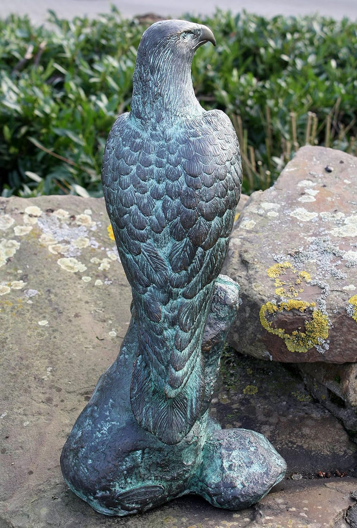 H. Packmor GmbH Bronzefigur Adler auf Felsen Raubvogel Vogel Gartendekoration Vogelskulptur