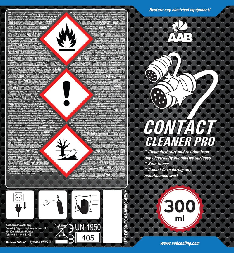 AAB Contact Cleaner PRO 300ml - Wertpaket 12 Stück - Elektrischer Kontakte Reiniger – Kontaktspray,