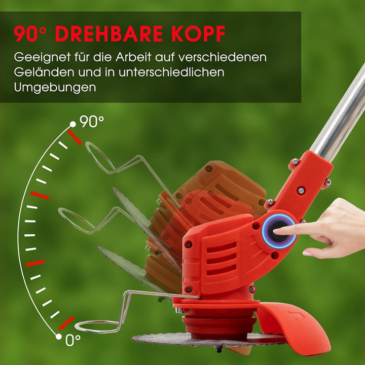 OUTIGO Akku-Rasentrimmer, batteriebetriebener Rasentrimmer mit 21 V, elektrischer Rasentrimmer ohne