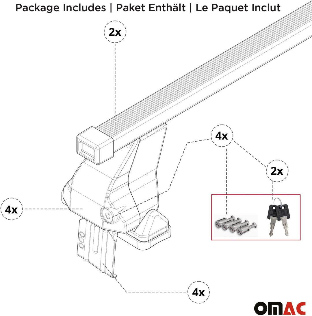 OMAC Dachträger Grundtäger kompatibel mit VW Polo 2021-2025 50kg Stahl Schwarz 2tlg