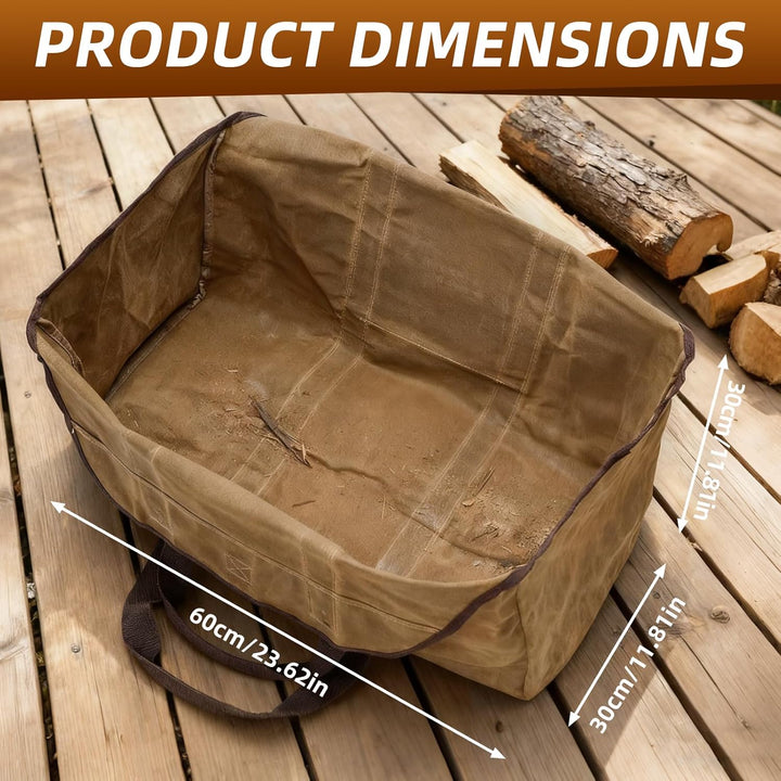 Kaminholzkorb Gross, 60 x 30 x 50cm Holzkorb mit Handschuhen für Kaminholz zum Transportieren und Au