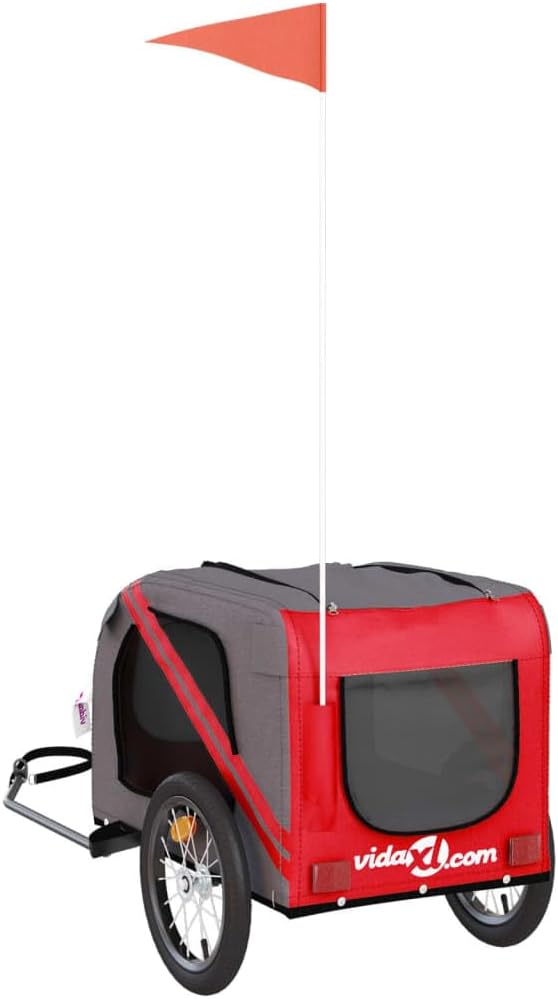 vidaXL Fahrradanhänger für Hunde, Hundeanhänger mit Reflektoren Flagge, Hundetransporter Maximale Be