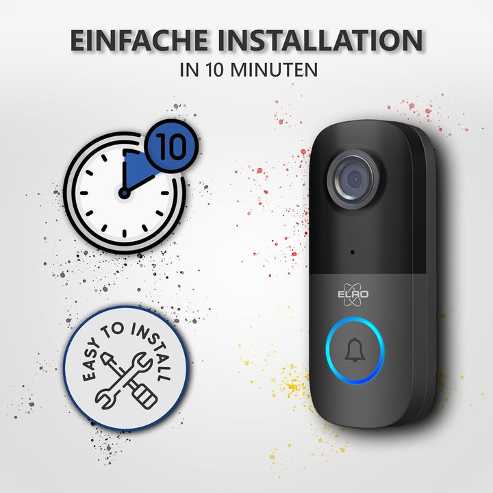 ELRO DV2000IP WLAN IP Video Türklingel – mit Innenmodul – 1080P Full HD – IP55 Wasserfest