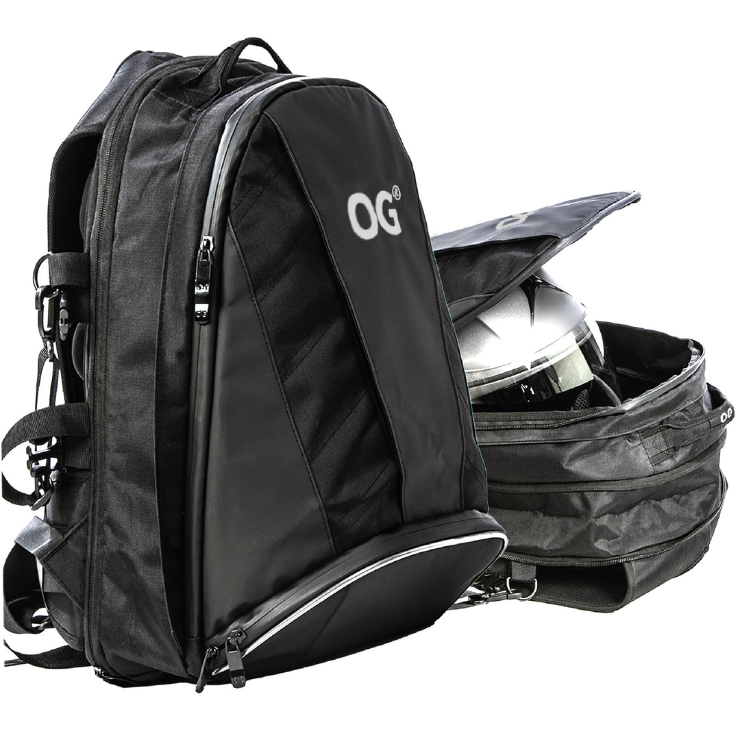 OG Original EZ-RiderPRO Motorrad Rucksack Schwarz Erweiterbar 28-35L, Motorradhelm-Tasche, Helm-Trag
