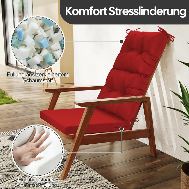 Gartenstuhl-Auflagen Hochlehner Set – Bequeme Outdoor Sitzkissen für Gartenstühle & Klappstühle, Wei