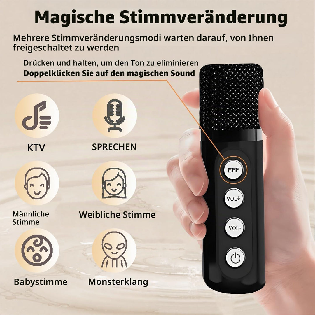 Karaoke Maschine mit 2 Mikrofonen, Tragbare Bluetooth Lautsprecher Box für Erwachsene und Kinder, Ka