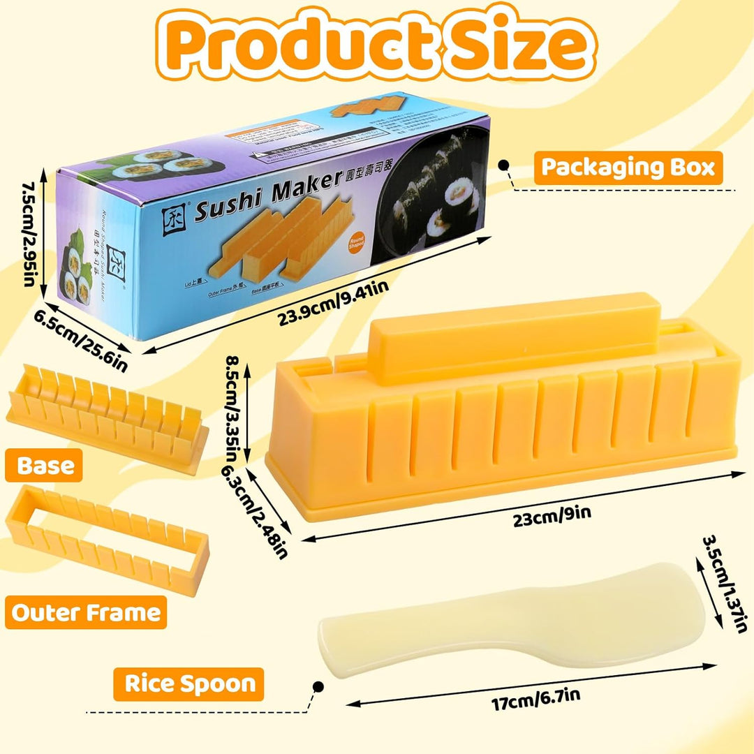4 Stück Sushi Maker Set,Gelb DIY Sushi Form,Anfänger Sushimaker Set Zum Selber Machen,Einfache Versi