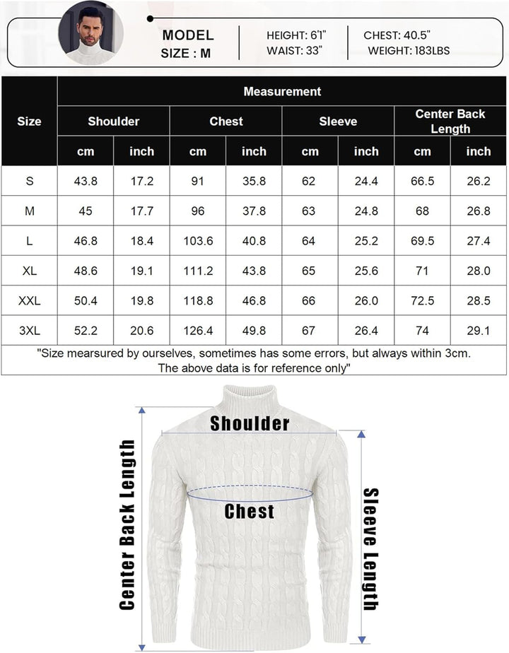COOFANDY Herren Rollkragen Pullover Basic Strickpullover Zopfmuster Sweatershirt Männer Pullover Swe
