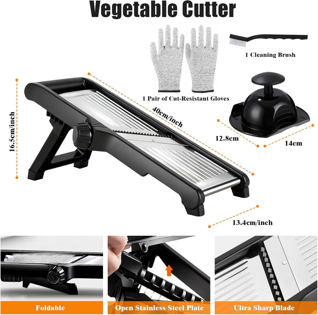 Mandoline Gemüsehobel, Gemüsehobel Mandoline Edelstahl, Gurkenhobel Dünne Scheiben, Multifunktion Ge
