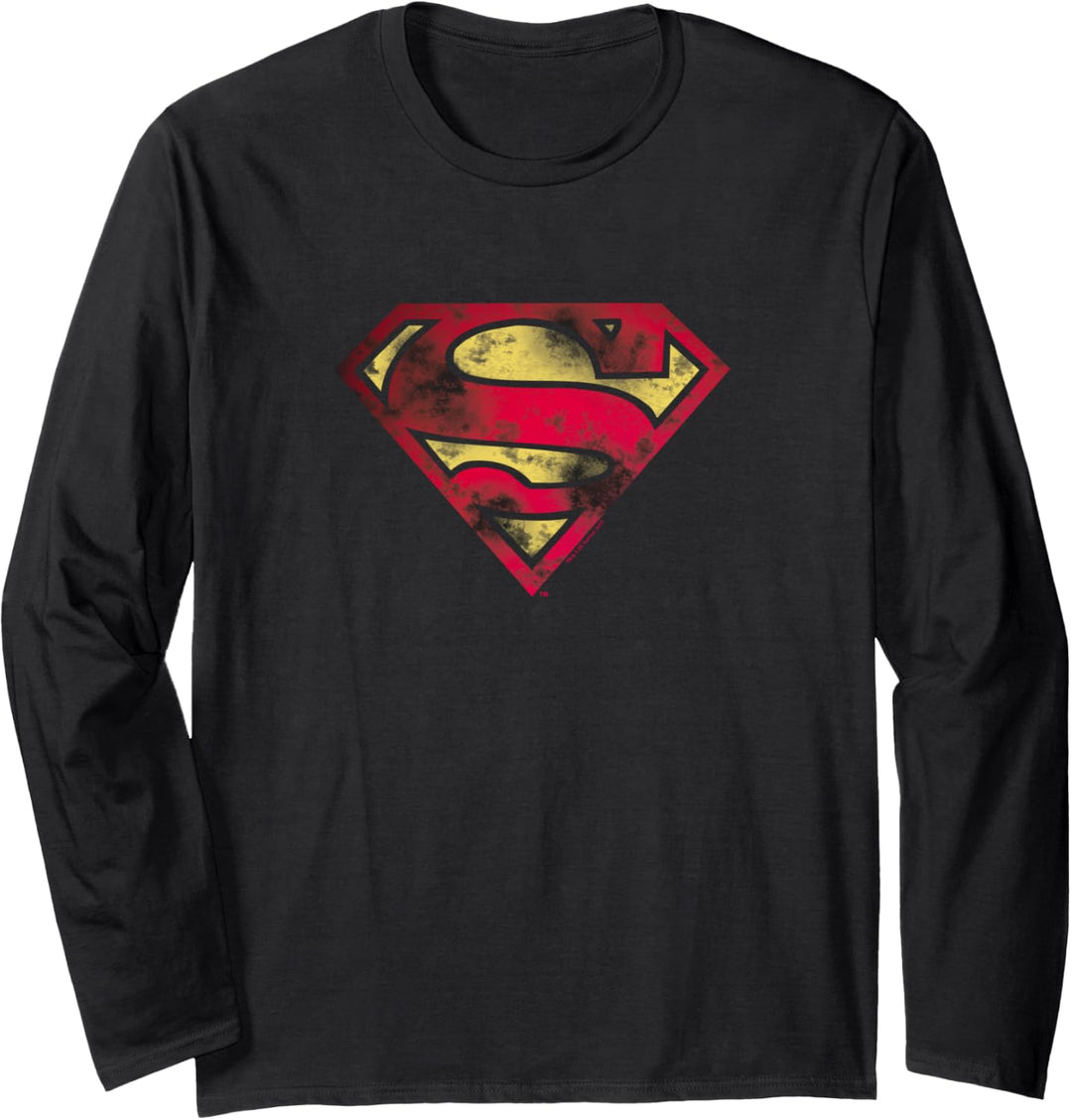 Superman War Torn Logo Langarmshirt