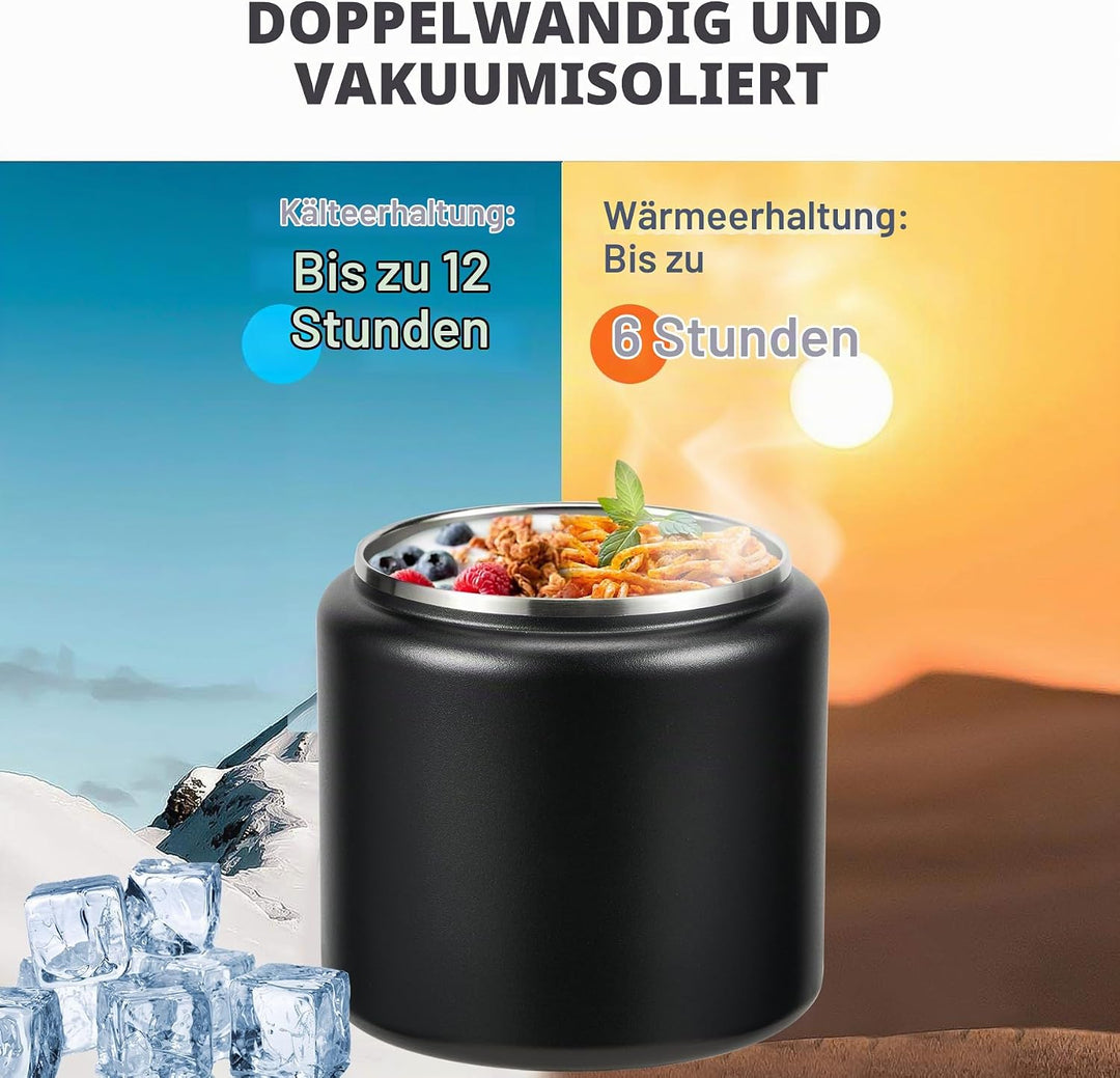 Itslife Thermobehälter für Essen 760ml, Thermo Lunchbox Kinder mit Schnallendeckel und Löffel, Warmh