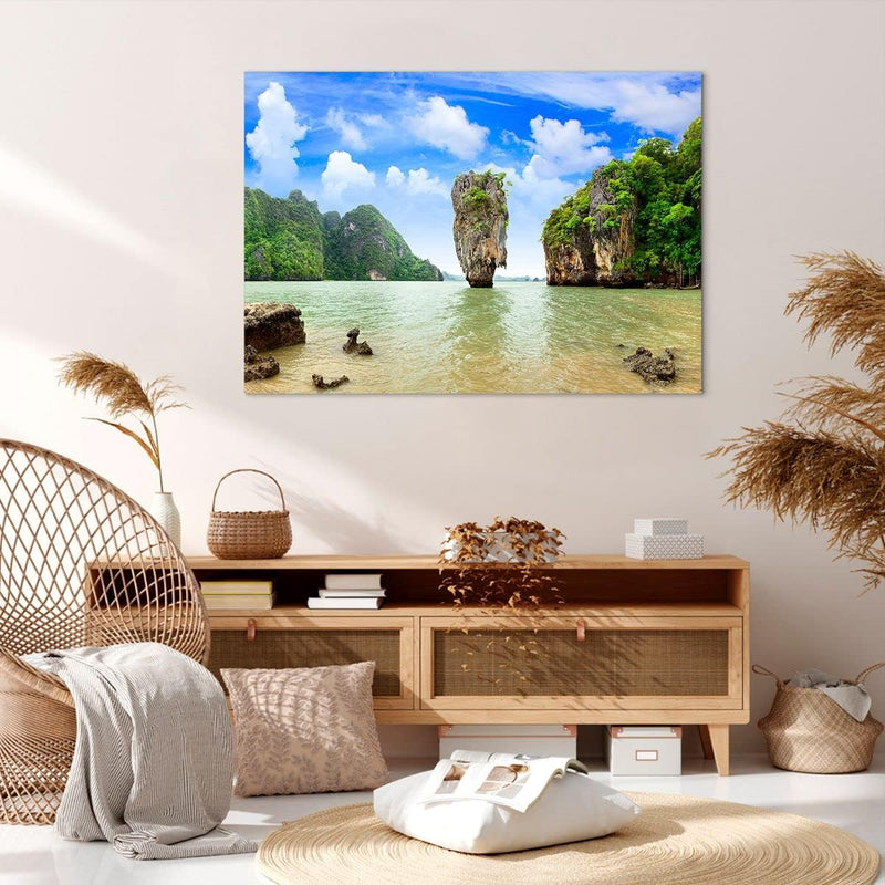 Bilder auf Leinwand 100x70cm Leinwandbild Stein Strand Landschaft Gross Wanddeko Bild Schlafzimmer K