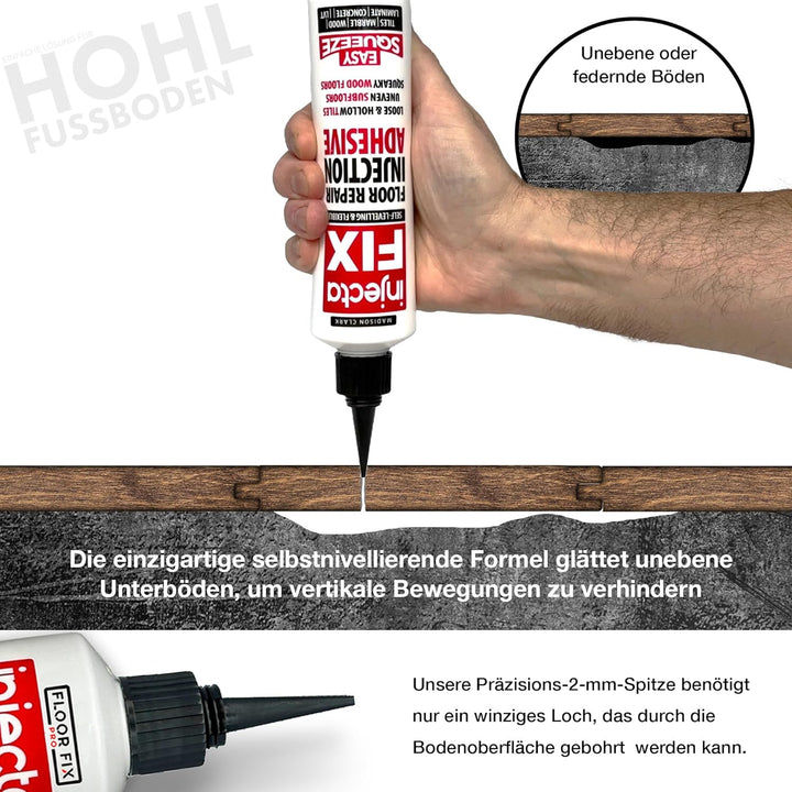 300 ml Easy Squeeze – Flexibler, starker Kleber zum Befestigen loser und hohler Fliesen + Holz-, LVT