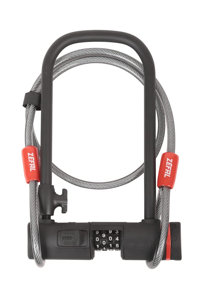 Zéfal Uni K-traz U13 Code + Cable Fahrradschloss, Schwarz Fahrradcodeschloss, Fahrradcodeschloss