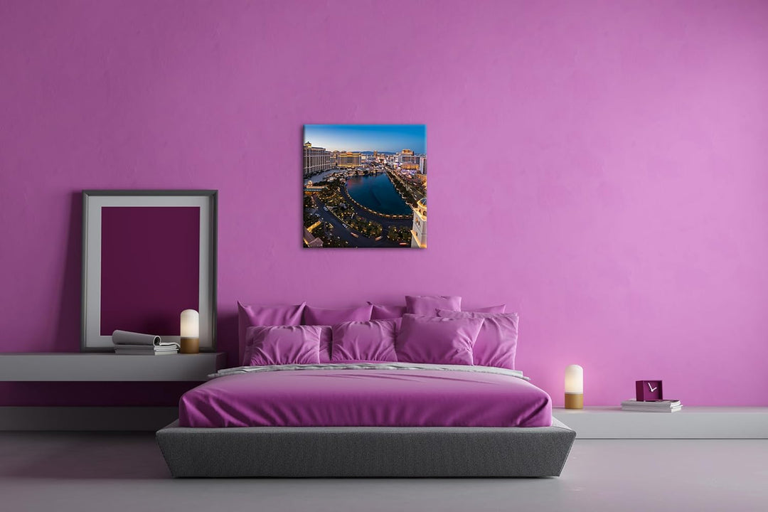 deyoli Las Vegas Skyline Format: 60x60 cm als Leinwandbild, Motiv fertig gerahmt auf Echtholzrahmen,