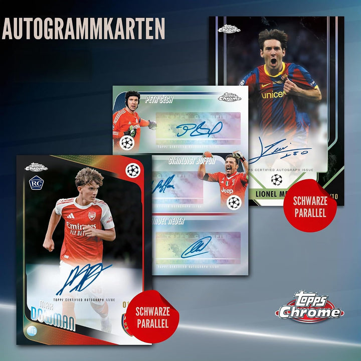 2025-26 Topps Chrom UEFA Club-Wettbewerbe Fussball – Fabrikversiegelt – Mega-Box