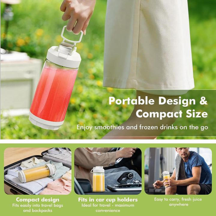 Tragbarer Mixer und Smoothie-Maker, 650ml Elektrischer Mixer Smoothie Maker, 2 Mixmodi und 4000 mAh