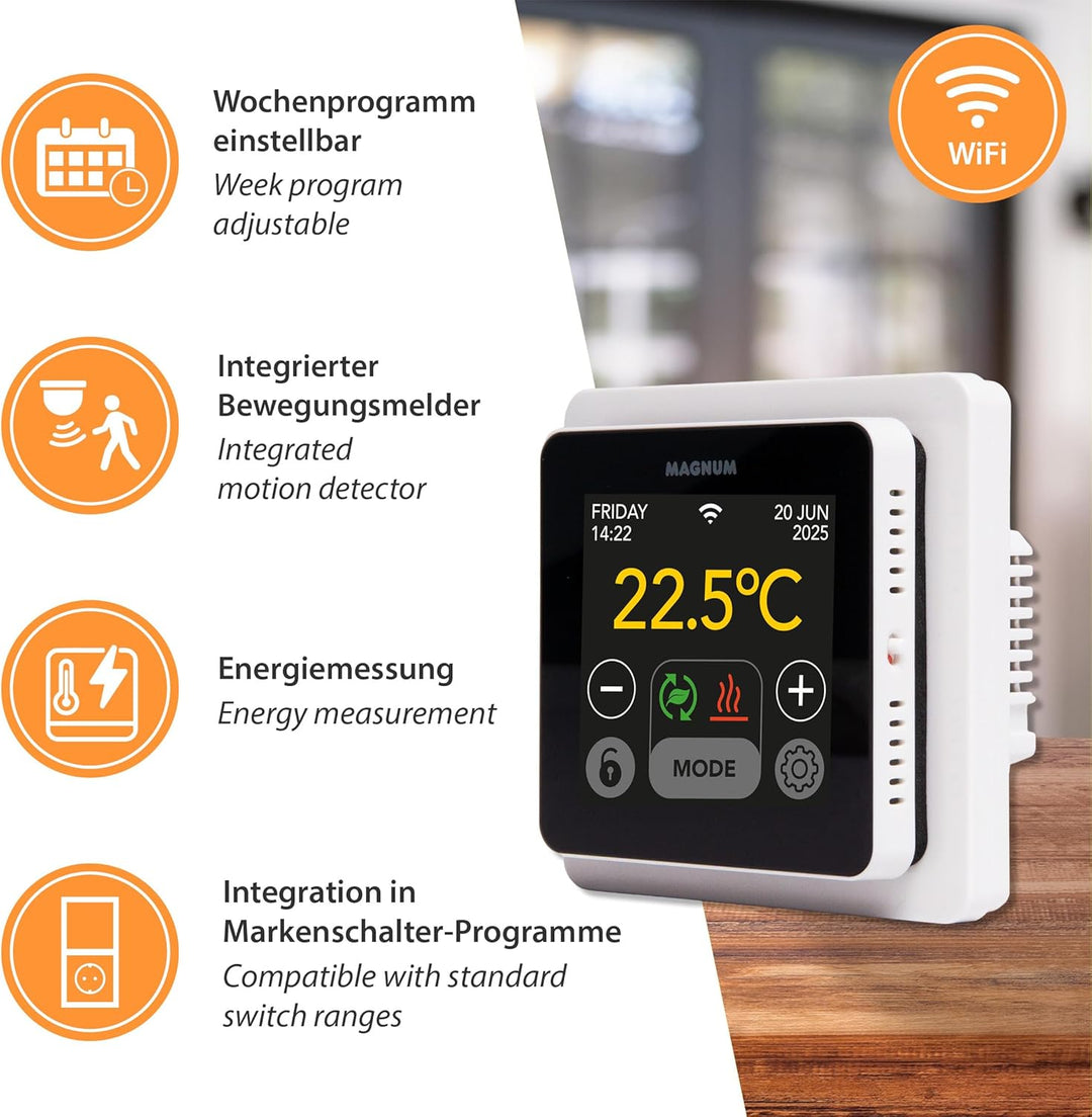 MRC WiFi Smart Thermostat/Raumregler mit Bodenfühler für Fussbodenheizung, Elektro-Heizung, Konvekto