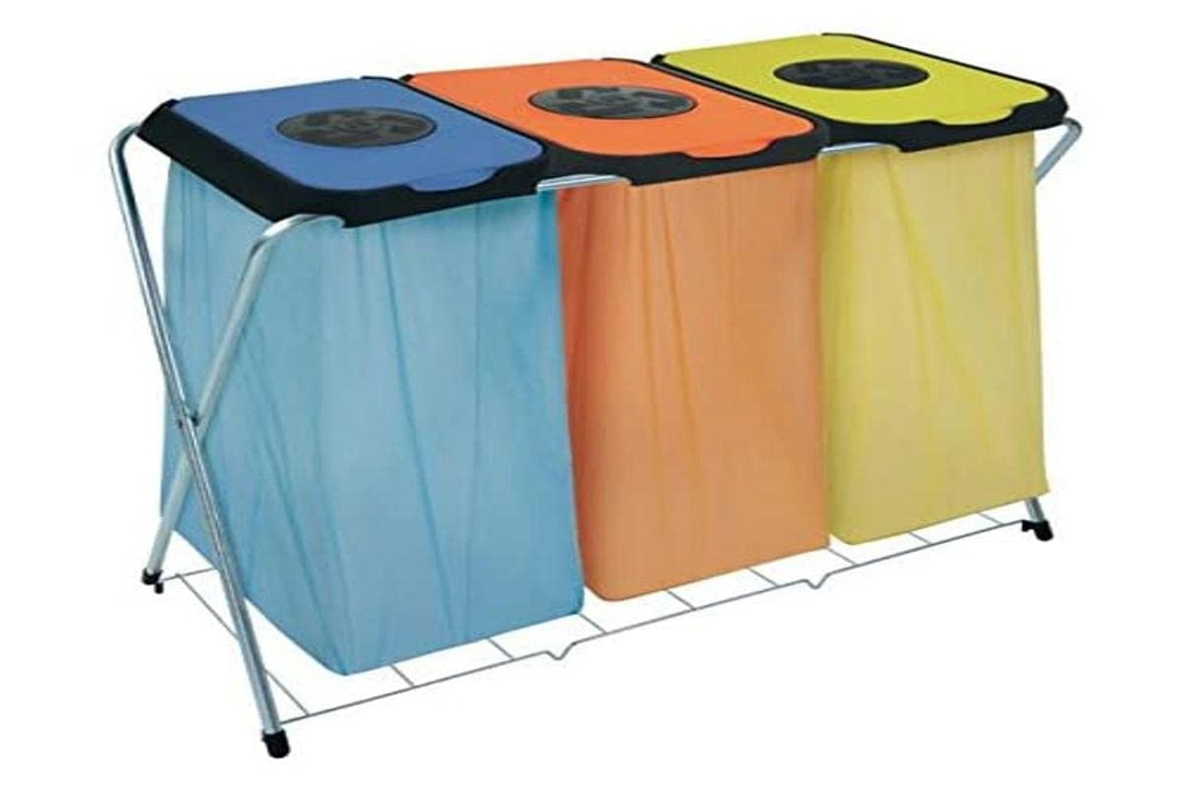 artex Spa 21.13.13 EKO-Life-3 Beutelhalter mit Deckel für Mülltrennung, Blau/Orange/Gelb, 96 x 42 x
