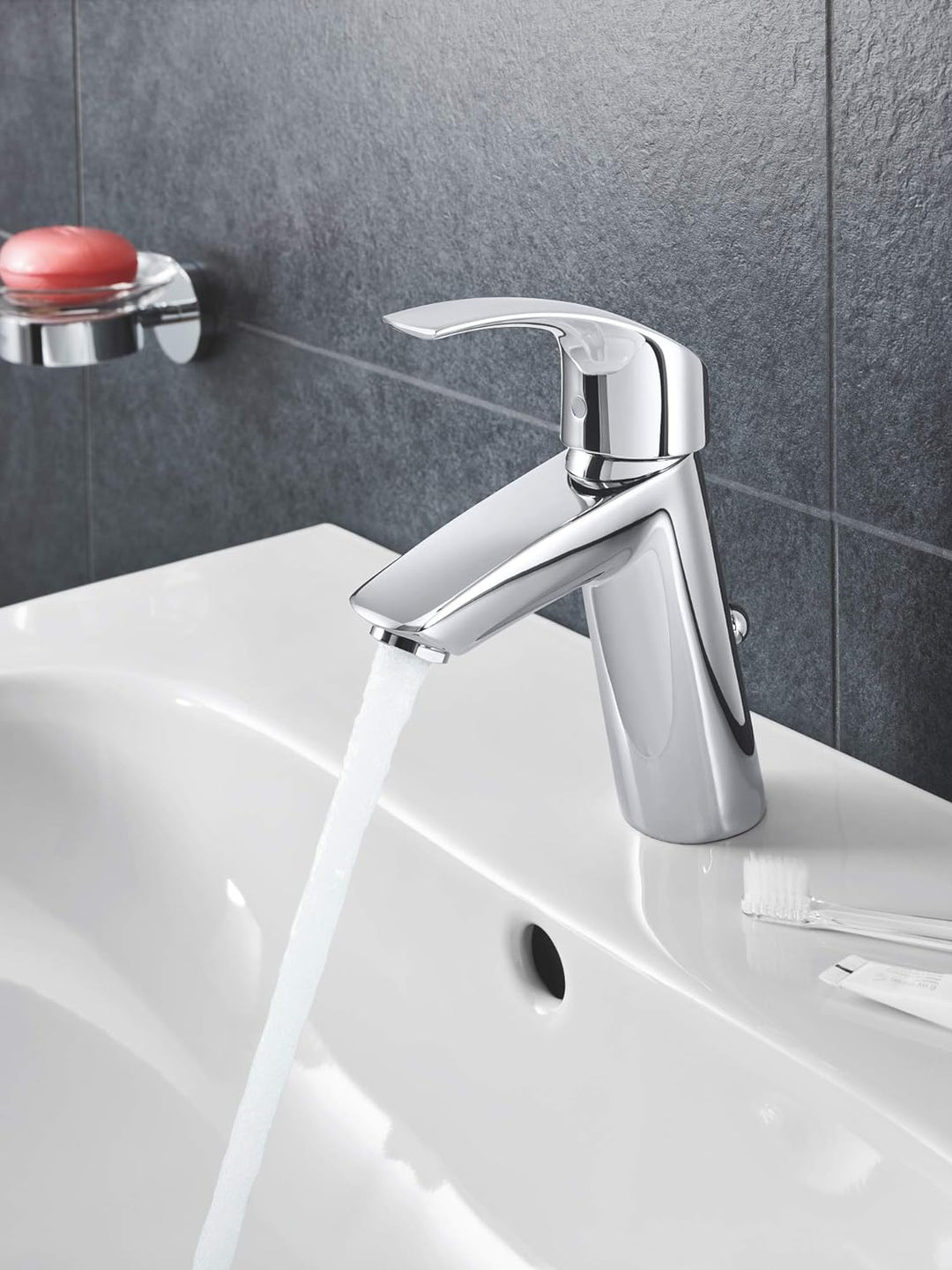 GROHE Eurosmart - Badarmatur Einhand- Waschtischarmatur (M- Auslauf, mit Zugstangen- Auslaufgarnitur
