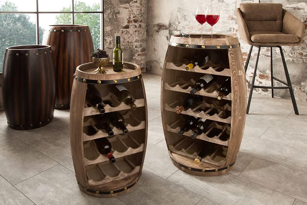 riess-ambiente.de Authentisches Weinregal Bodega 80cm Natur Weinfass Shabby Pinie