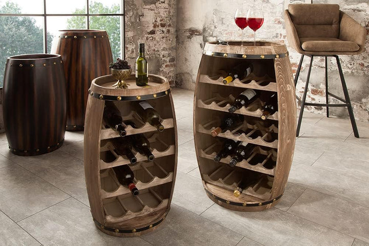 riess-ambiente.de Authentisches Weinregal Bodega 80cm Natur Weinfass Shabby Pinie