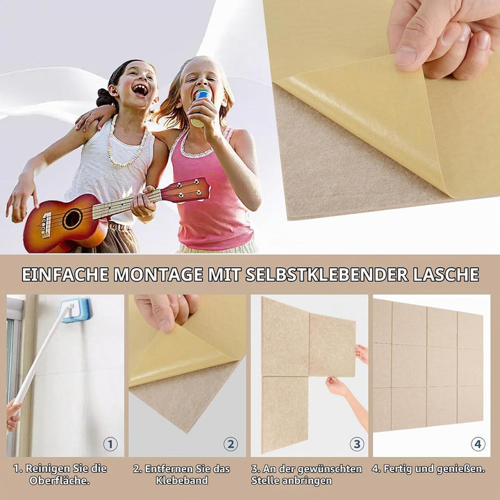 Rdutuok 12 Stück Selbstklebend Akustikplatten,30x30x1 cm Akustik Absorber Akustikpanel Schallschutzp
