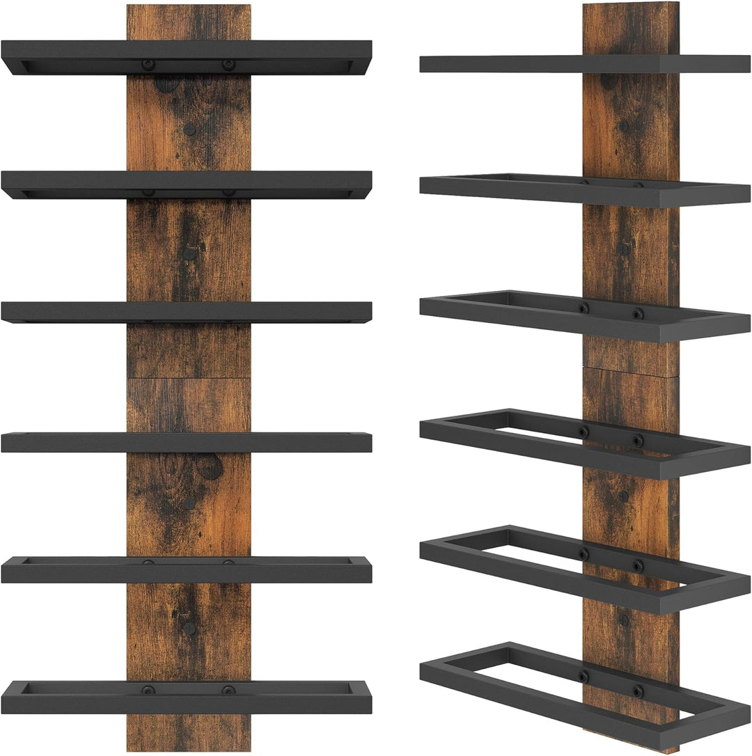 FAVOOSTY Weinregal Wand, Flaschenhalter, Flaschenregal mit 6 Ebenen 3 Set, Metall Weinregal Hängend